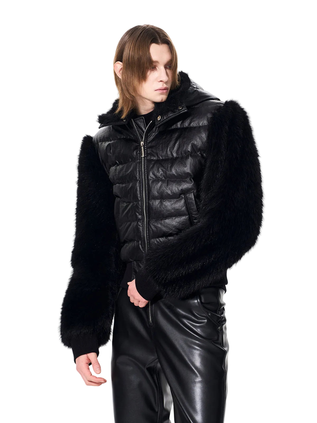 BLACK ICE FAUX FUR HOODED PUFFER