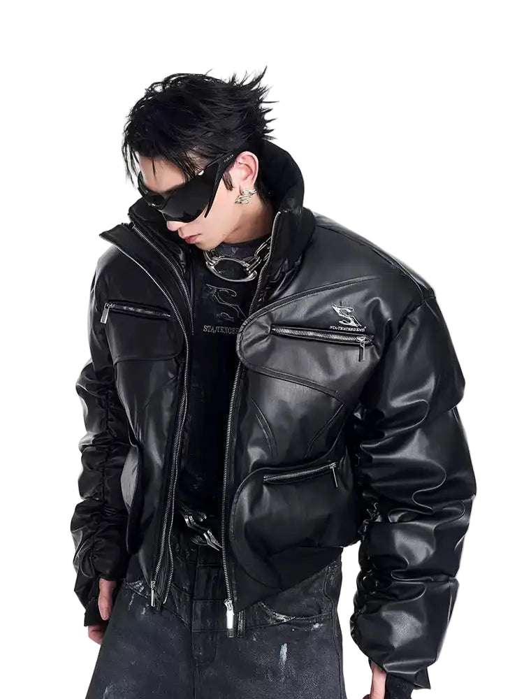 Cold Steel Zip Leather Jacket