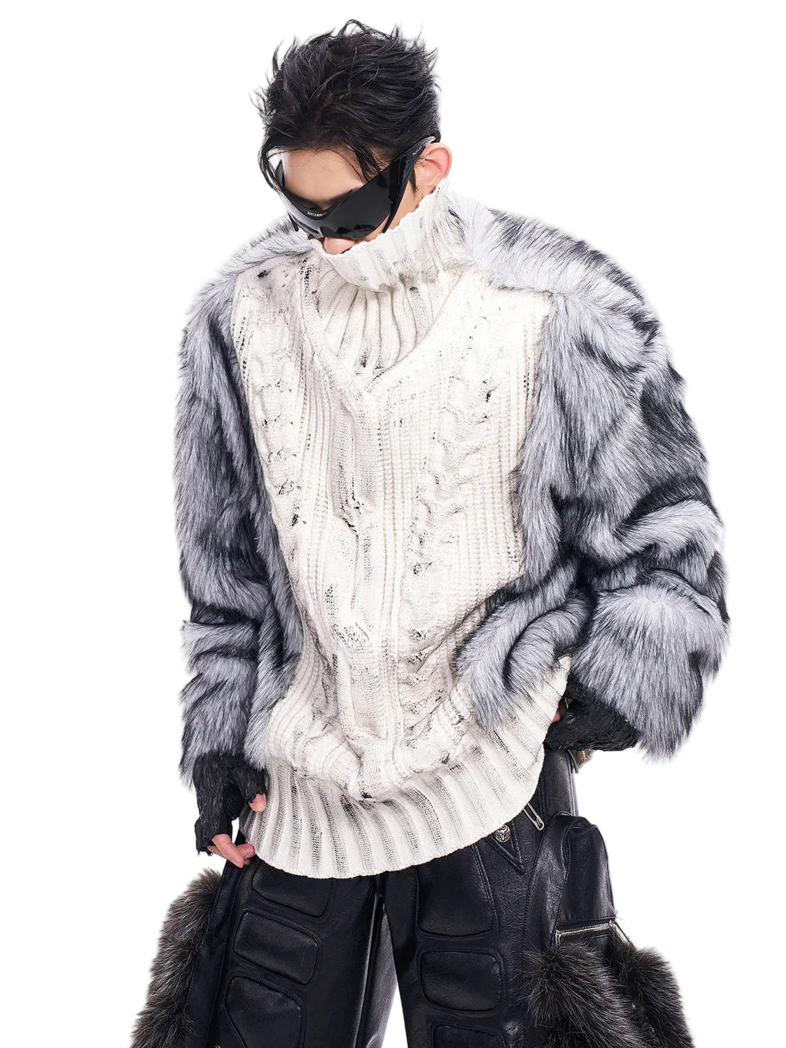 Whiteout Yeti Fur Knit Pullover Sweater