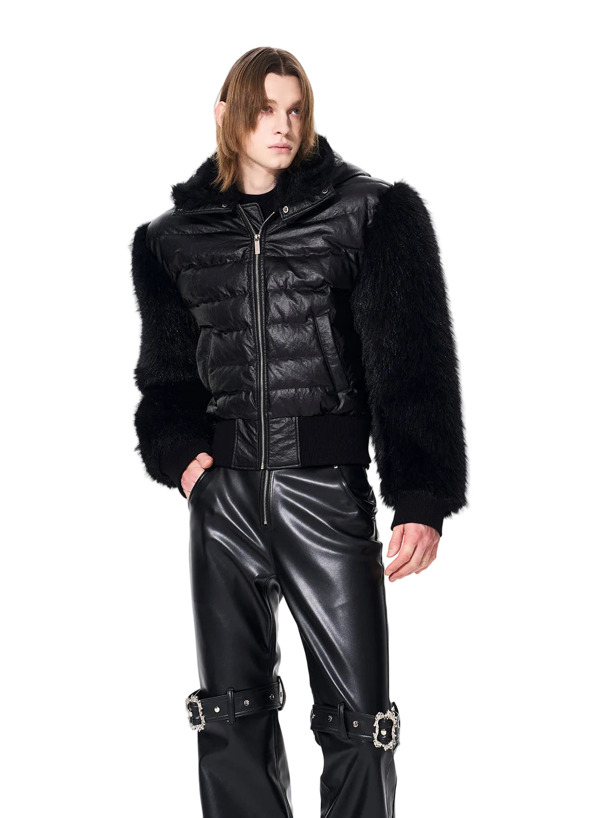 BLACK ICE FAUX FUR HOODED PUFFER