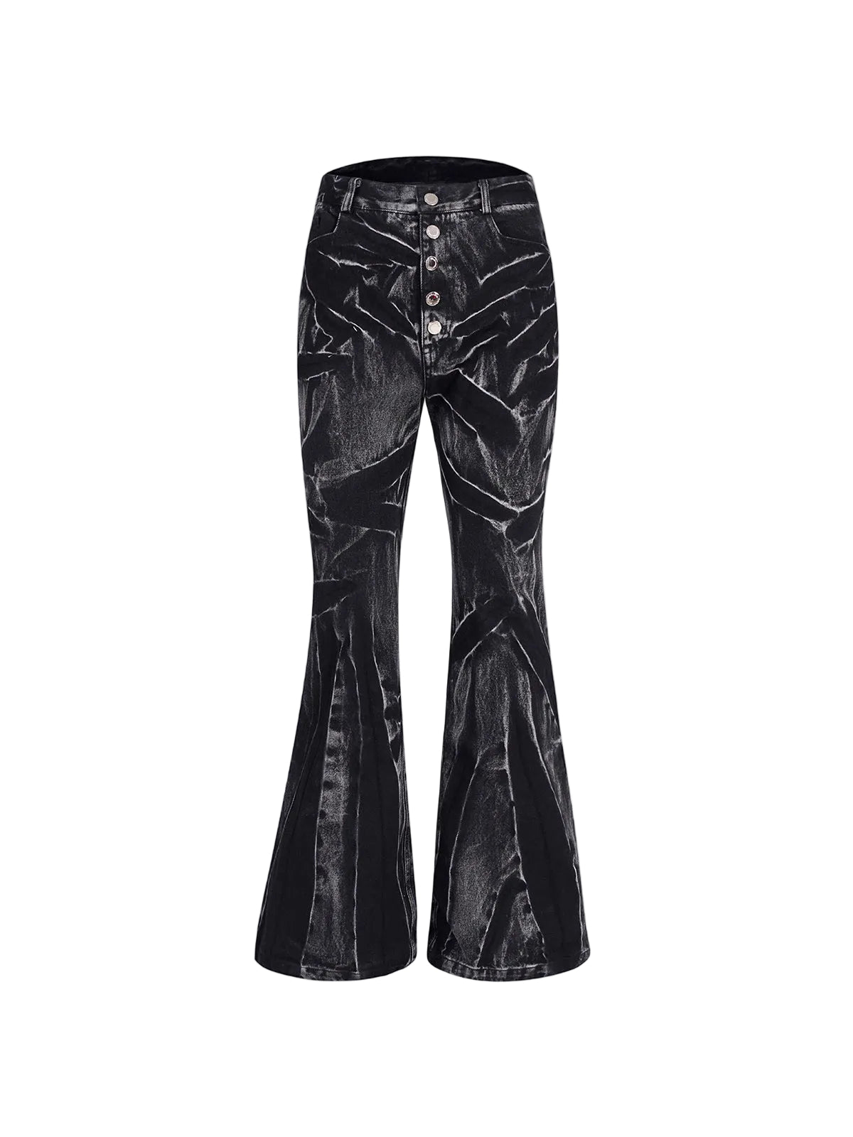 Black Vein Crushed Flare Jeans
