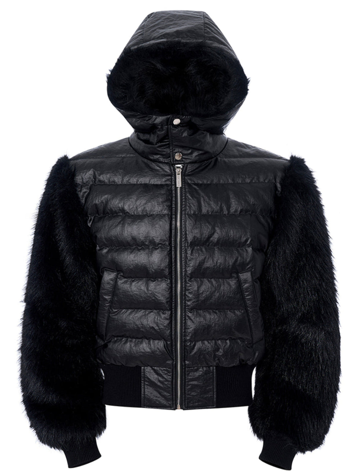 BLACK ICE FAUX FUR HOODED PUFFER