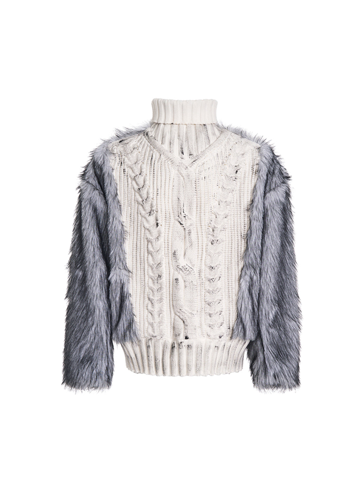 Whiteout Yeti Fur Knit Pullover Sweater